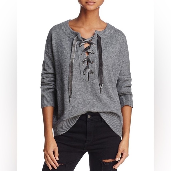 Rails Olivia Wool & Cashmere Charcoal Lace Up Sweater S - Picture 11 of 11